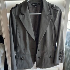 Elizabeth and James Womens Wool Darted Three-Button Collared Blazer Gray Size 10